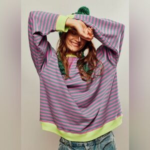 Free People Classic Striped Oversized Crewneck